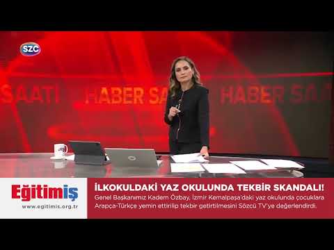 Genel Başkanımız Kadem Özbay İzmir Kemalpaşa Merkez Cumhuriyet İlkokulu`nda, Anadolu Gençlik Vakfı tarafından açılan yaz okulunda öğrencilere Türkçe ve Arapça yemin ettirilip tekbir getirtilmesini Sözcü TV`ye değerlendirdi. | EĞİTİM İŞ