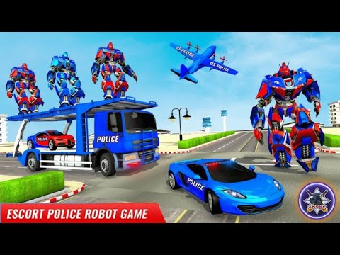 US Police Robot Car Transporter _ Police Plane Car Game - Gameplay Android