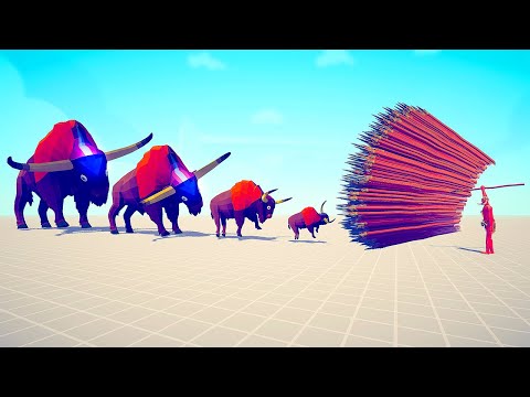 4 DIFFERENT SIZE OF BISON vs EVERY GOD - Totally Accurate Battle Simulator TABS