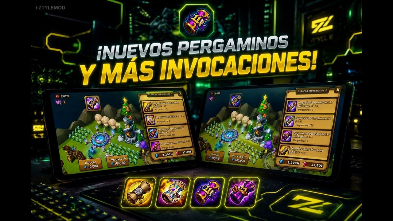 Invocando pergaminos del 11vo y 12vo Aniversario de Summoners War.