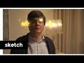 Edwin kijkt stiekem door een telescoop | Sketch | Het Klokhuis