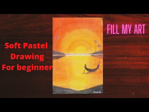 Easy Soft Pastel drawing for beginners/sunset sky/River Reflection Scenery- Fill My Art