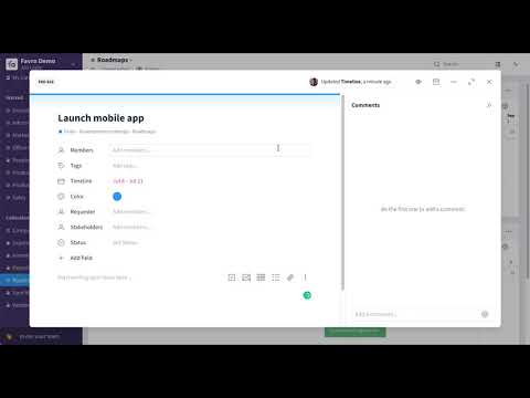 Favro Roadmaps Template