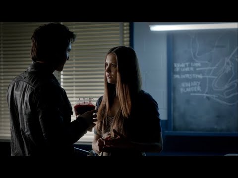 TVD 4x8 - Damon asks Elena to drink from a bloodbag and confirms that she's really sired to him | HD