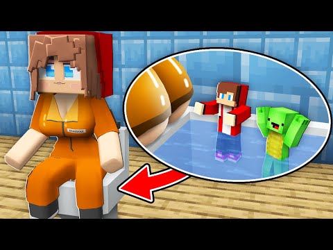 JJ and Mikey HIDE inside PRIOSNER Girl TOILET! But PRISONER Girl CAUGHT them in Minecraft - Maizen