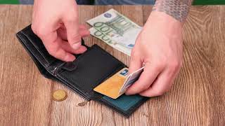 Невеликий чоловічий гаманець із натуральної зернистої шкіри без застібки BOND 21988 чорний