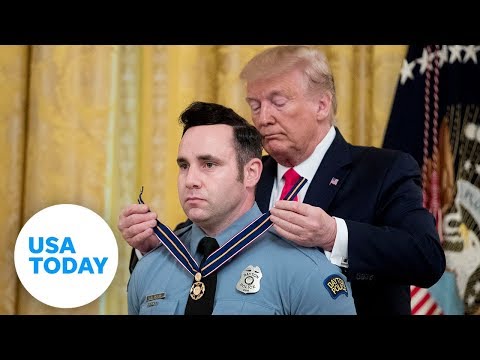 President Donald Trump presents the Medal of Valor | USA TODAY