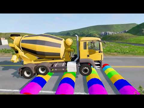 Tractor truck and long truck rescue mixer truck from rails and trains