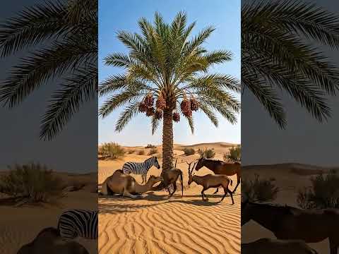 All the animals saved their lives by giving water to the thirsty date palm 🥥 #Watering #ai #tree