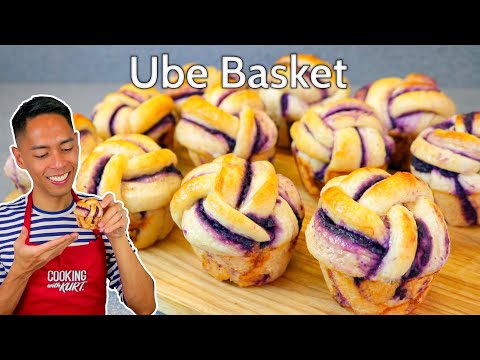 Ube Basket: Soft and Fluffy Braided Tangzhong Milk Bread Filled with Ube Halaya | Cooking with Kurt