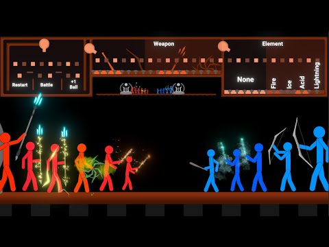I made a Stickman Fight - Choose weapon & element - Marble Ragdoll battle