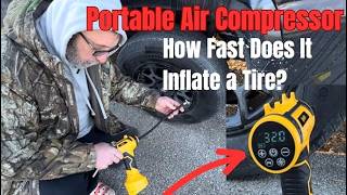 Portable Tire Inflator Air Compressor. Hand Held. Built In Battery.