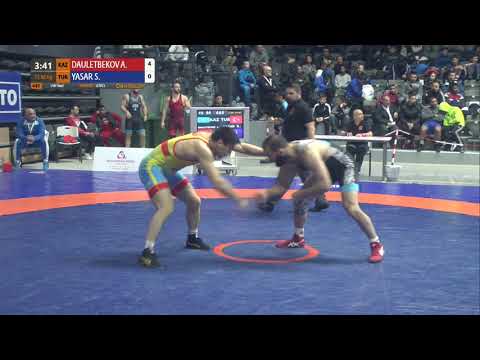1/16 FS - 86 kg: A. DAULETBEKOV (KAZ) v. S. YASAR (TUR)
