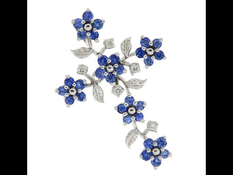 Pandant Aur Alb 750 cu Safire de Ceylon si Diamante Naturale - Splendoare si Rafinament