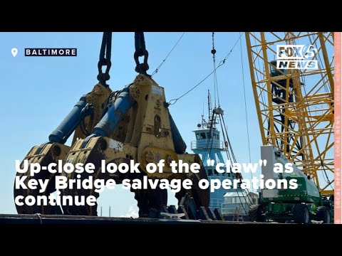 Up-close look of the "claw" as Key Bridge salvage operations continue