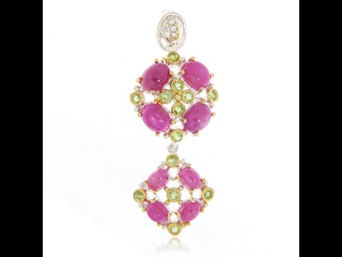 Pandant Argint 925 Accente aurite Rubin Peridot Naturale - Eleganta si Vitalitate