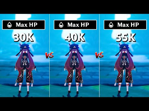 30k vs 40k vs 55k Hu tao HP% build !! How much HP Hu tao need ??