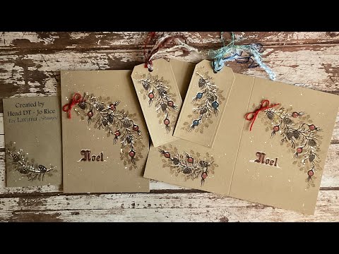 Fir Cone Branch & Kraft card by Jo Rice #laviniastamps #christmascard