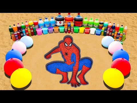 How to Make Spiderman with Cement & Orbeez, Giant Balloons of Sodas, 7Up, Fanta, Coca Cola vs Mentos