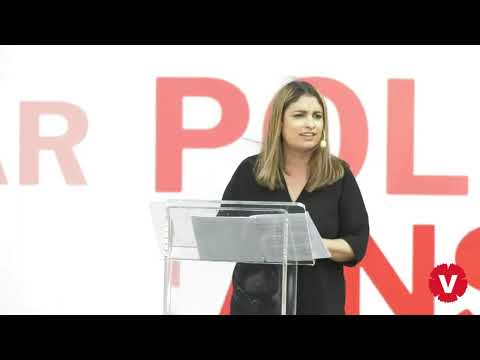 Nooshi Dadgostar håller tal i Almedalen 2022