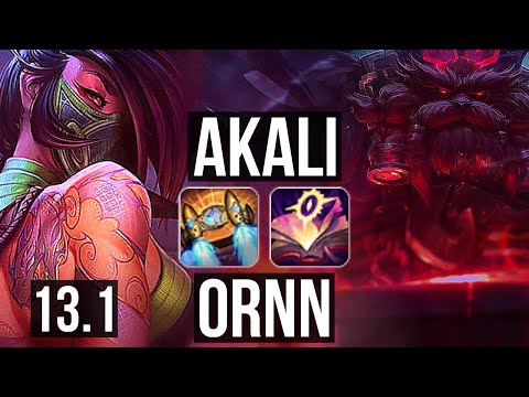 AKALI vs ORNN (TOP) | 8/1/4, 6 solo kills, 700+ games, Legendary | EUW Master | 13.1