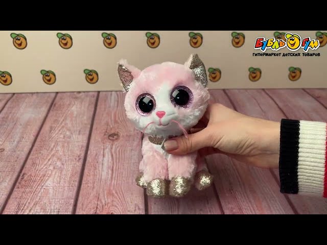 Игрушка мягкая Кошка Амая розовая 15см  - видео