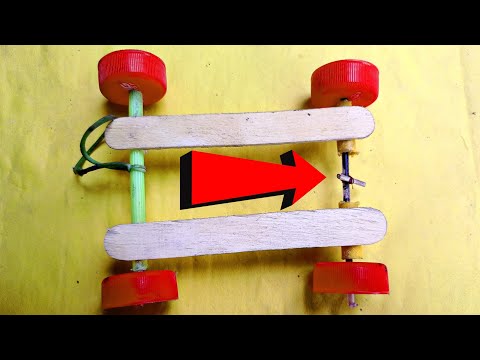 How To Make a Mini Latch Rubber Band Car || Rubber band wali car kaise banaen || mini toy car banana