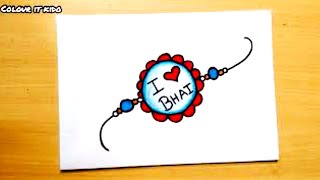 How to draw Rakhi step by step | Rakshabandhan Drawing | Cute rakhi Drawing  colouring