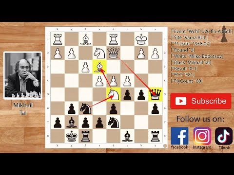 Tal's spectacular Queen Sacrifice On 11th move in kings indian defence game (1958)