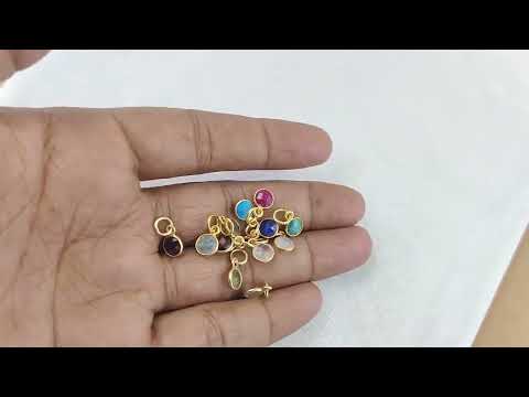 Gemstone 6mm Round Shape Gold Vermeil Pendant