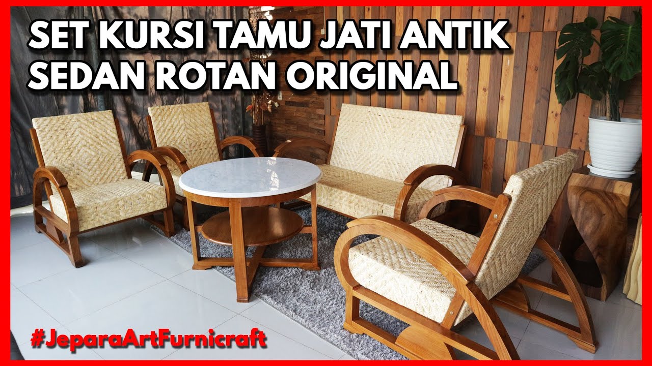 Set Kursi Tamu Jati Antik Sedan Rotan Original Jepara