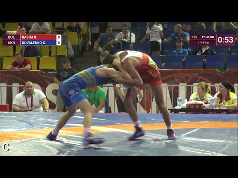 1/8 FS - 46 kg: R. RASIM (BUL) df. O. KOVALENKO (UKR) by VFA, 7-1