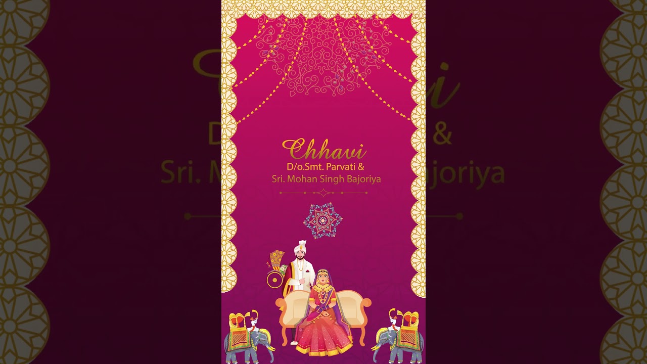 Bride Groom Cartoon Wedding Invitation | Digital Invite Video | Adobe Premiere Pro Template