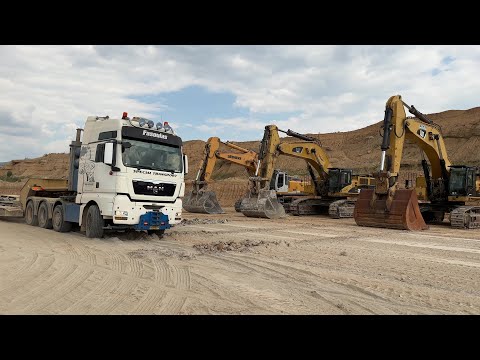 Transporting The Caterpillar 390D - 385C & Liebherr 964 Excavators  - Fasoulas Heavy Transports - 4K