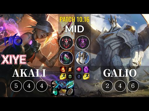 DMO xiye Akali vs Galio Mid - KR Patch 10.16