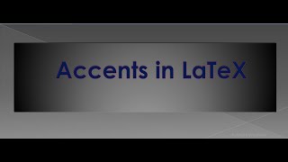 How to insert Accents in LaTeX