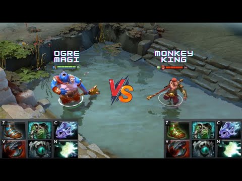 Dota 2 | Ogre Magi vs Monkey King lvl 30 | Normal Attacks Only | Same Full Items