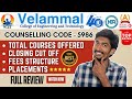 Velammal College Of Engineering Technology 2026 Expected Cutoff Rank Placement