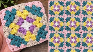 Colorful Granny Square Tutorial🤩Easy Crochet Step by Step