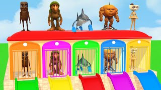 Long Slide Game with Cow Elephant Gorilla Hippopotamus Tiger 3d Animal Game Funny 3d Animals