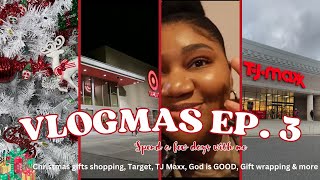 Vlogmas | Christmas gift shopping, TJMaxx, Target, God is GOOD, tree decor, wrapping gifts & more…
