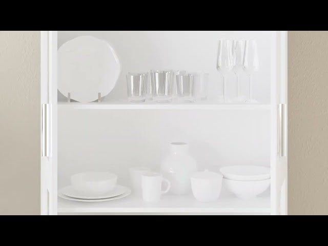 Video teaser for 802768 vidaXL Vitrine Cabinet White 82,5x30,5x185,5 cm Engineered Wood