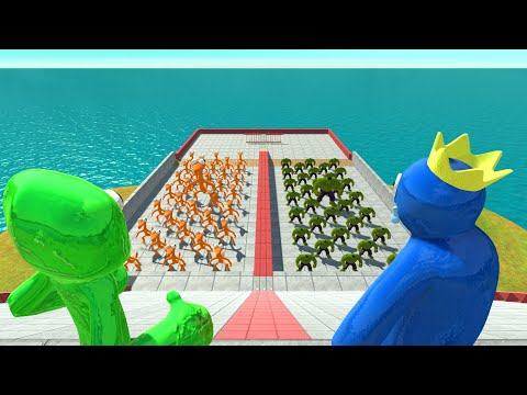 Creepy Monster Slide Down The Slope Hulk and Rainbow Friends Orange - Animal Revolt Battle Simulator