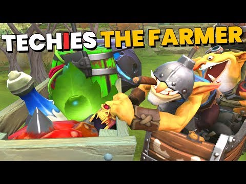 Techies the Farmer - DotA 2 Funny Moments