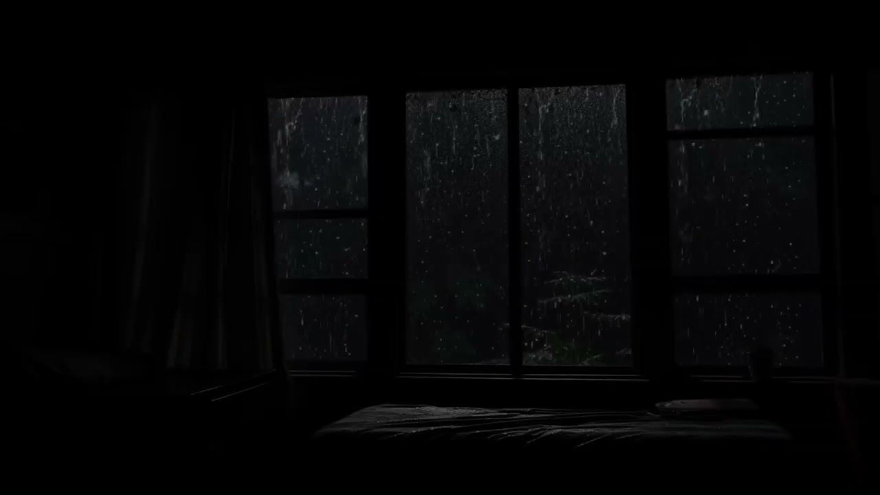 Heavy Rain on Cozy Window 🌧️ Dark Room Ambience for Sleep & Stress Relief