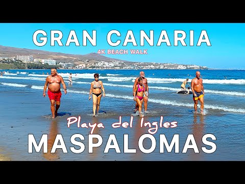 Gran Canaria ☀️Relaxing Walk in Maspalomas 🏖️ Playa del Inglés | Spain beach 4K