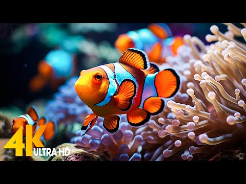 Aquarium 4K VIDEO (ULTRA HD) 🐠 Beautiful Coral Reef Fish - Relaxing Sleep Meditation Music #99