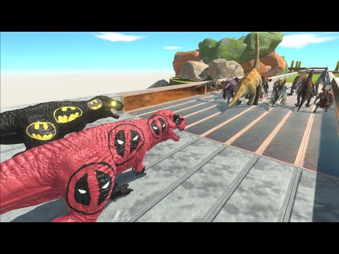 Escape from BATMAN & DEADPOOL T-REX - Animal Revolt Battle Simulator