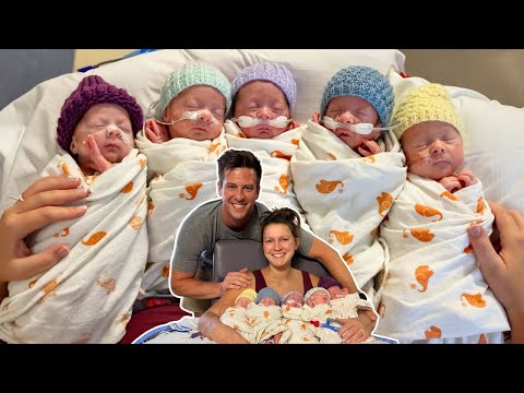 One BIG Family! First Time Holding All The Five Babies Together - Freels Quintuplets