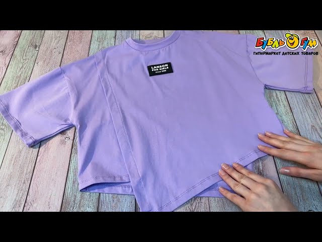 Футболка Lanson Kids асимметричная с надписью сиреневая - видео